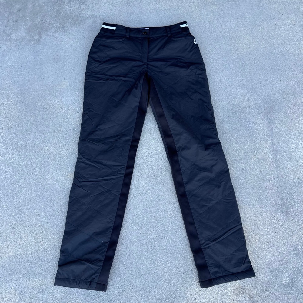 Louis Castel Womens Quilted Golf Pants Black Insulated Straight Leg 3LPT141 64